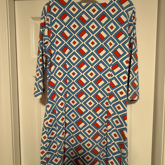 MAHI GOLD Blue and Orange Sheath Dress 3/4 Sleeve MAHI GOLD Blue and Orange Sheath Dress 3/4 Sleeve